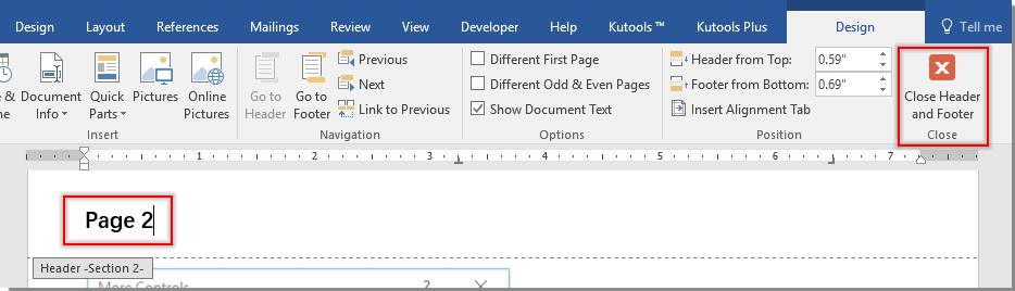 how to change header in word 2013 for different pages